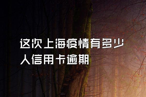 这次上海疫情有多少人信用卡逾期