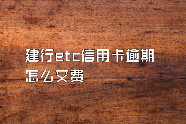 建行etc信用卡逾期怎么交费