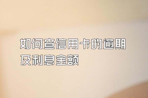如何查信用卡的逾期及利息金额