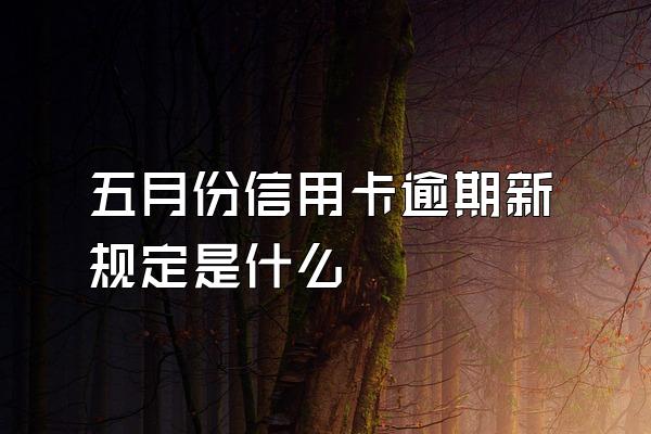 五月份信用卡逾期新规定是什么