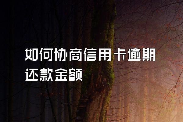 如何协商信用卡逾期还款金额