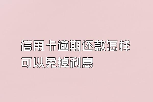 信用卡逾期还款怎样可以免掉利息