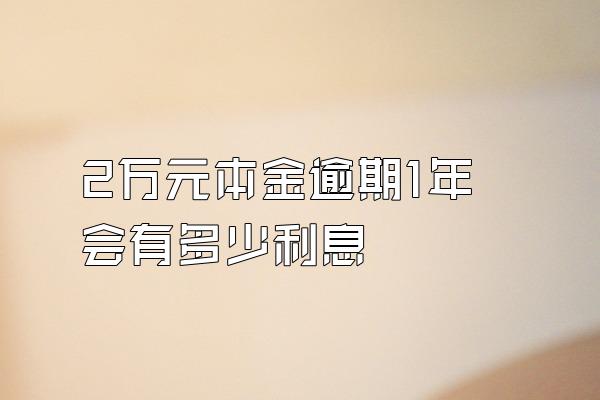 2万元本金逾期1年会有多少利息