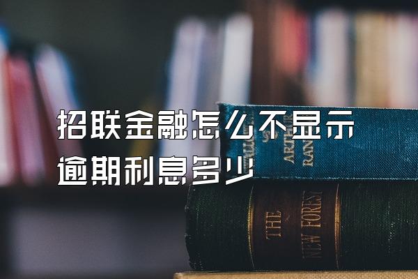 招联金融怎么不显示逾期利息多少