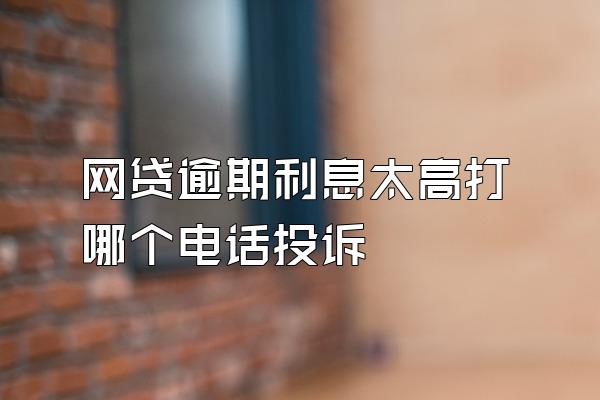 网贷逾期利息太高打哪个电话投诉