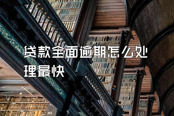 贷款全面逾期怎么处理最快
