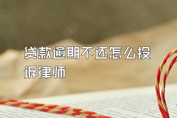 贷款逾期不还怎么投诉律师