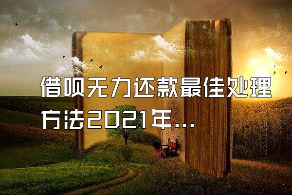 借呗无力还款最佳处理方法2021年8月