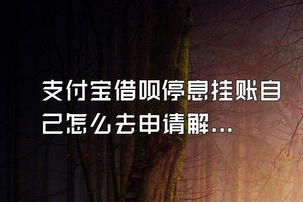 支付宝借呗停息挂账自己怎么去申请解除