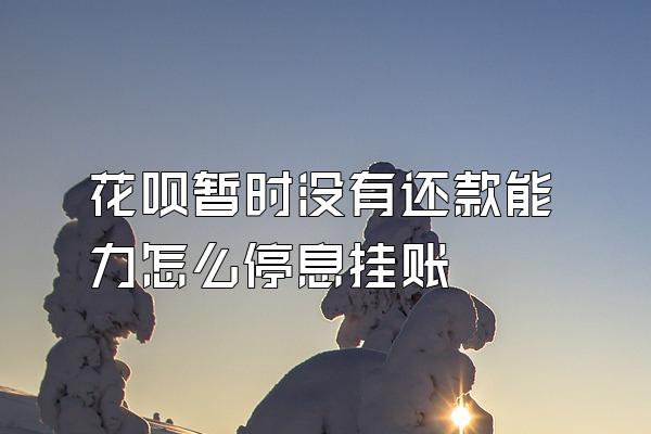 花呗暂时没有还款能力怎么停息挂账