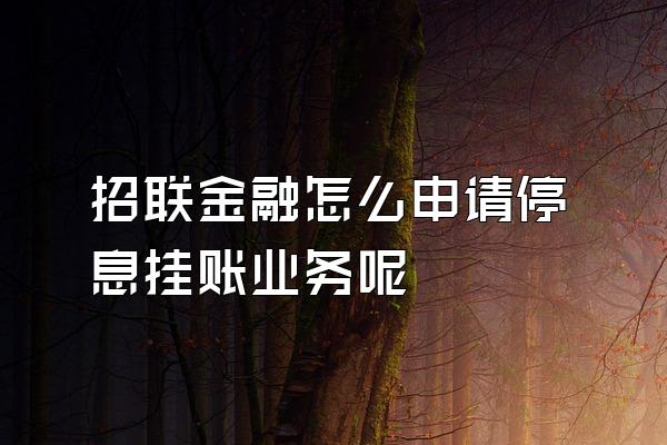 招联金融怎么申请停息挂账业务呢
