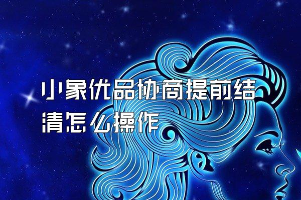 小象优品协商提前结清怎么操作