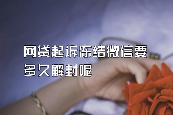 网贷起诉冻结微信要多久解封呢