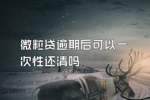 微粒贷逾期后可以一次性还清吗