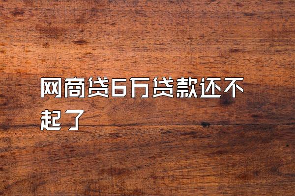 网商贷6万贷款还不起了