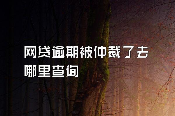 网贷逾期被仲裁了去哪里查询