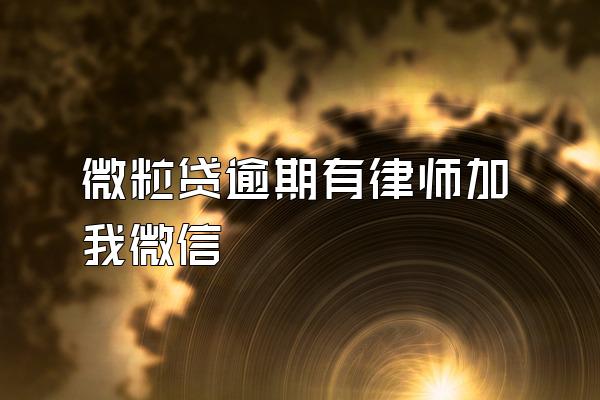 微粒贷逾期有律师加我微信