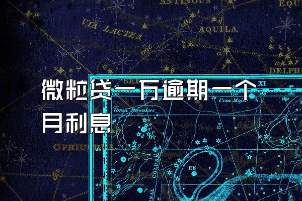 微粒贷一万逾期一个月利息