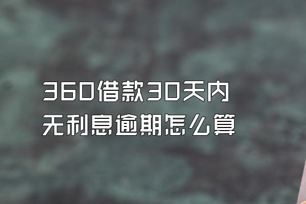360借款30天内无利息逾期怎么算