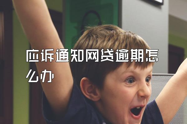 应诉通知网贷逾期怎么办